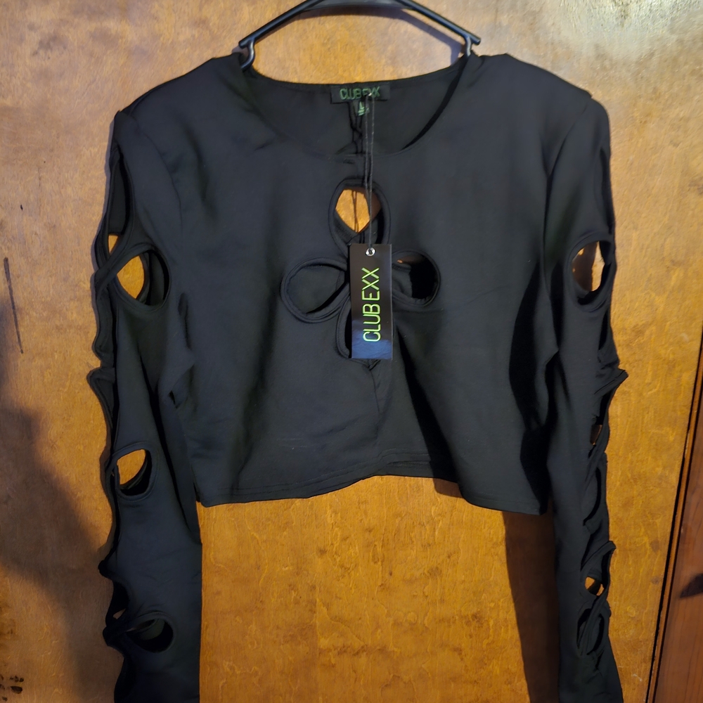 Dolls Kill Black Cut-Out Crop Top